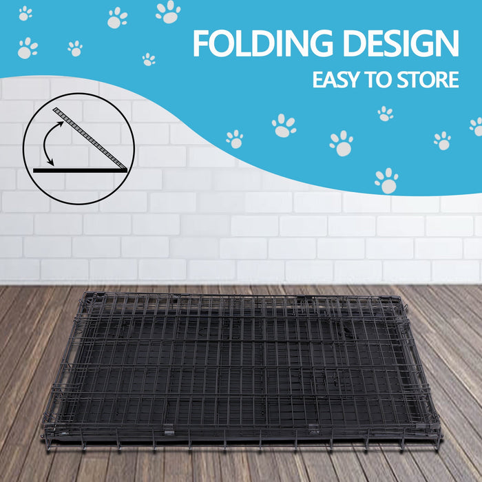 HomGarden 36 Foldable Dog Crate Steel Pet Kennel Double Door Medium Dog Cage - open_box