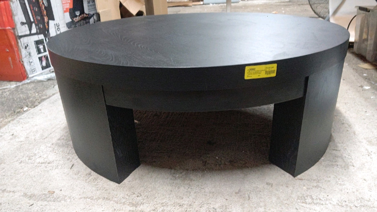 Beautiful Mod Round Coffee Table by Drew Barrymore, Black Wood Finish - open_box