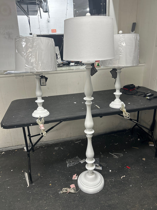 SAFAVIEH Bessie Classic Floor and Table Lamps Set, White, Set of 3 - new