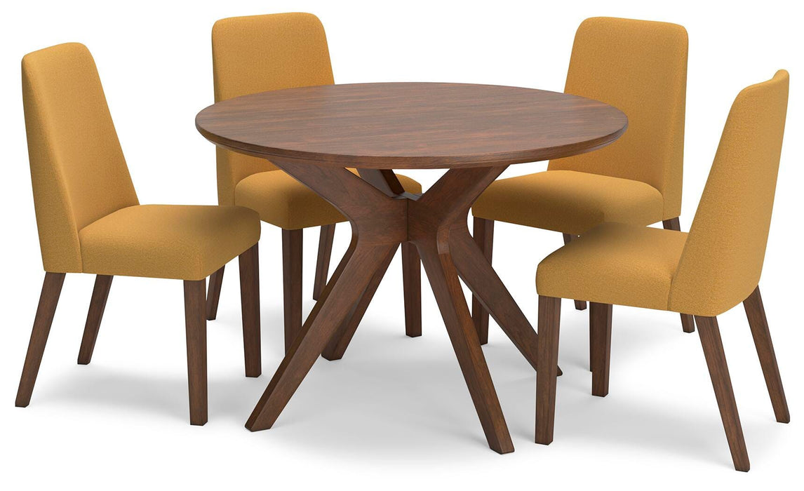 Lyncott Mustard/Brown Lyncott Dining Table and 4 Chairs