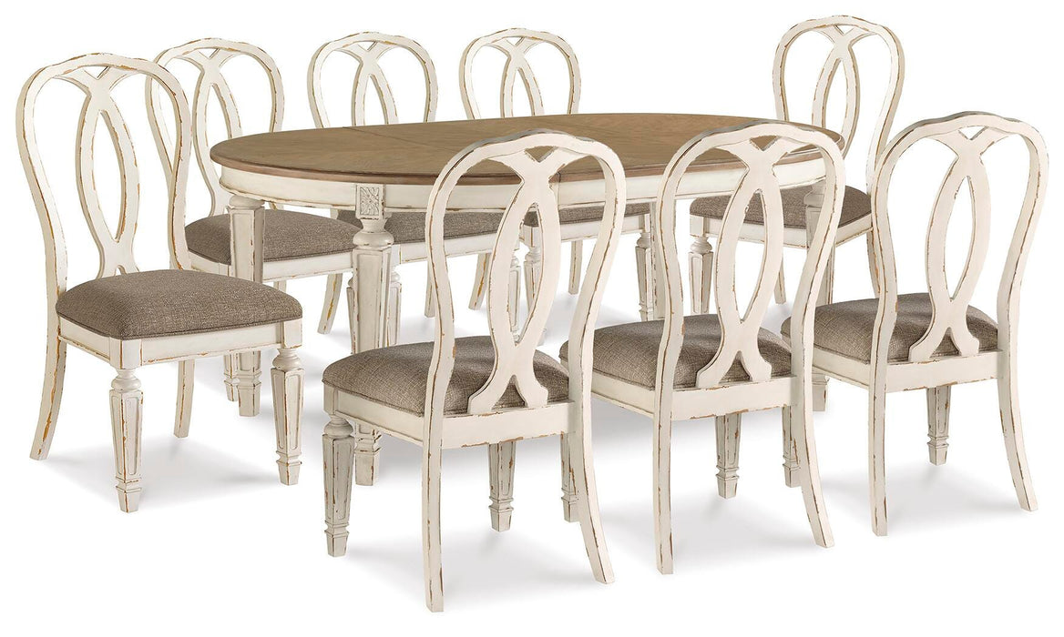 Realyn Chipped White Realyn Dining Table and 8 Chairs