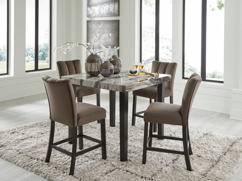 Jazmore Dark Brown/Beige Jazmore Counter Height Dining Table and 4 Barstools