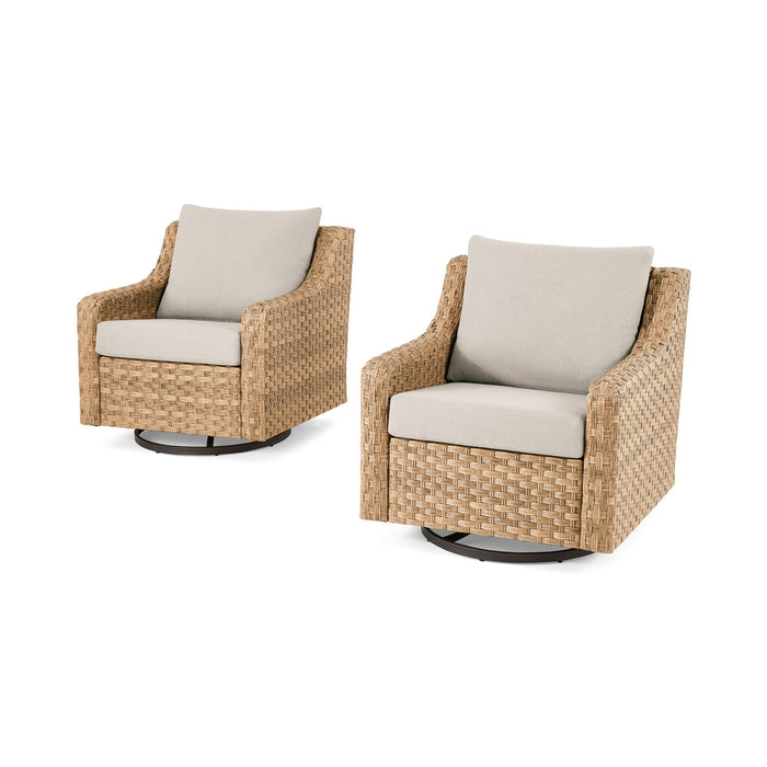 Better Homes & Gardens River Oaks Outdoor Swivel Gliders with Patio Covers, Set of 2, Natural - new