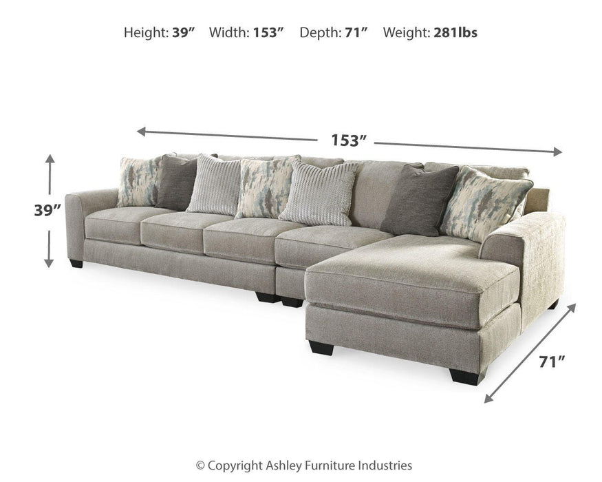 Ardsley Pewter Ardsley 3-Piece Sectional with Chaise