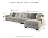 Ardsley Pewter Ardsley 3-Piece Sectional with Chaise