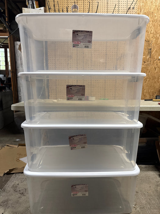 Sterilite 116 Quart Clear Stackable Latching Storage Box Containers, 1 Pack - open_box
