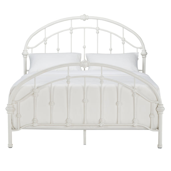 Curved Double Top Arches Victorian Iron Bed - Antique White, Queen Size - new