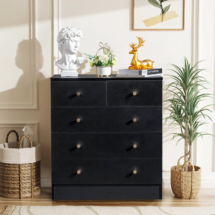 UBesGoo 5 Drawer Wood Dresser for Bedroom, Chest of Drawers, Storage Organization Unit for Clothing, Black - new