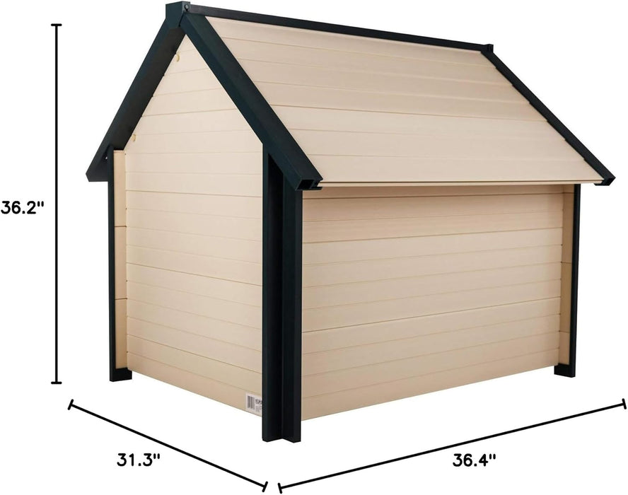 New Age Pet ECOFLEX Bunk Style Dog House, Large, Weatherproof and Easy to Clean, Elevated Floor for Ventilation, Quick Assembly, for Pets Up to 80lbs - open_box