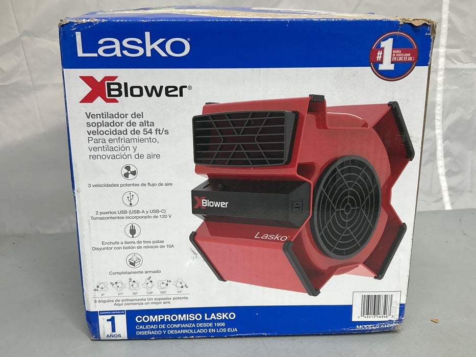 Lasko 11" X-Blower Multi-Position Utility Blower Fan with USB Port, Red, X12900 - use_like_new