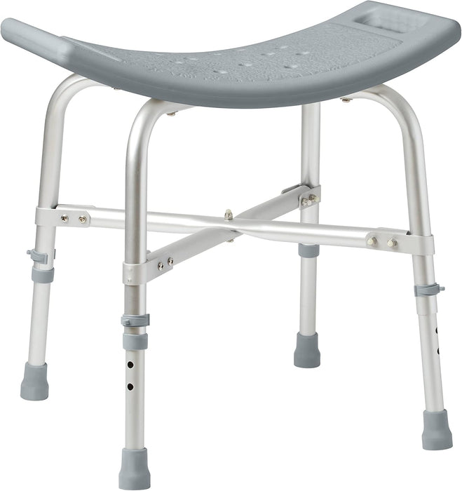 Medline Heavy Duty Shower Chair Bath Bench Without Back, Bariatric Bath Chair Supports Up to 550 Lbs - open_box