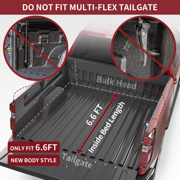oEdRo Soft Quad Fold Truck Bed Tonneau Cover Compatible with 2019-2024 Chevy Silverado/GMC Sierra 1500 New Body Style Without Multi-Flex Tailgate, Fleetside 6.6 Feet Bed - new