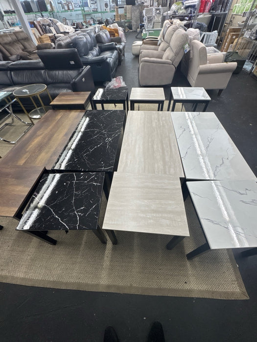 FM42900BW-3PK 3 pc Findlay black finish wood faux marble finish top coffee and end table set - new