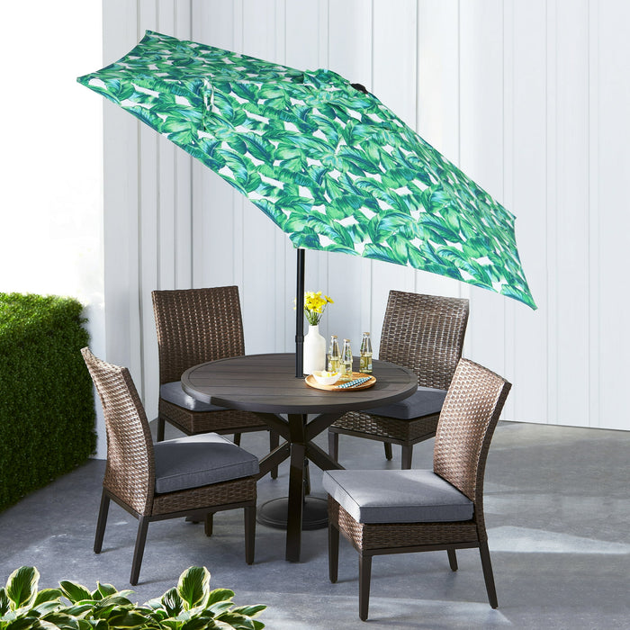 Mainstays Outdoor 7.5 Foot Palm Print Round Push-up and Tilt Market Patio Umbrella - open_box