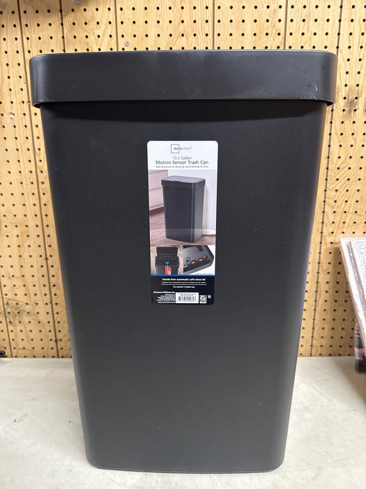 Mainstays 13.2 Gallon Plastic Kitchen Motion Sensor Trash Can, Black - new