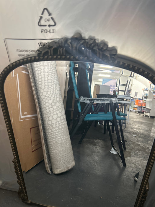 Antique Bronze 28 in. W x 40 in. H Arched Modern Polyurethane Framed with Decoration Antique Vanity Mirror Wall Mirror - new