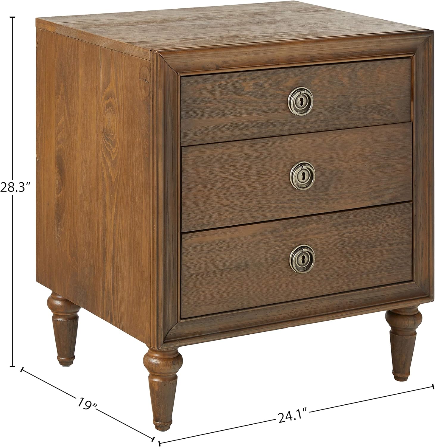 Acme Inverness Wood Nightstand with 3 Drawers in Reclaimed Oak - open_box