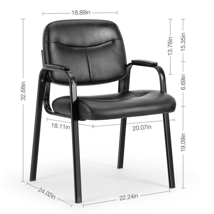 DUMOS Waiting Room Guest Chairs Set of 2 with Padded Arms, Leather Office Stationary Reception Side Chair for Home Desk Conference Lobby Church Medical Clinic Elderly Student, Lumbar Support - new