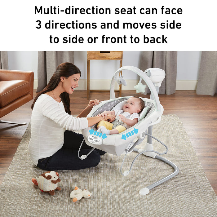 Graco Soothe 'N Sway LX Baby Swing with Portable Bouncer, Derby Grey, Infant - open_box