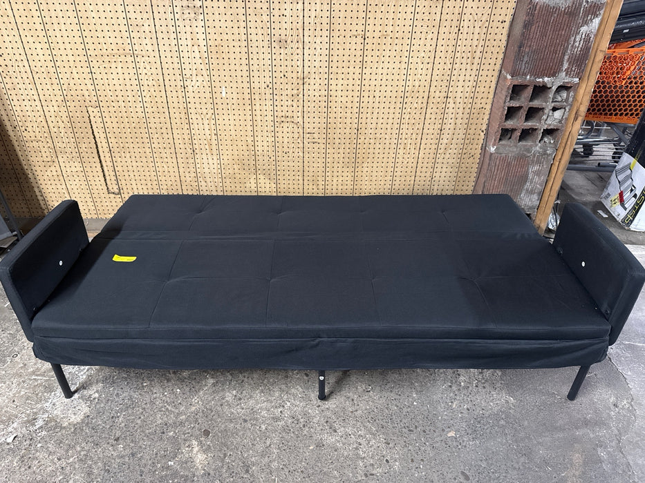 BSHTI 74.8” Futon Sofa Bed,Black Polyester Upholstered,Twin Size Convertible Sofa,5 Adjustable Positions Backrest for Living Room,Office,Small Apartment - open_box