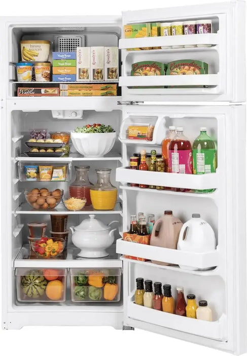 GE - 17.5 Cu. Ft. Top-Freezer Refrigerator with Edge-to-Edge Glass Shelves - White - new