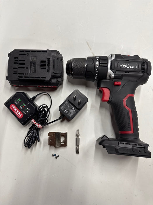 Hyper Tough 20V Max Brushless 2-Speed Cordless Hammer Drill with 1.5Ah Lithium-Ion Battery and Charger - open_box