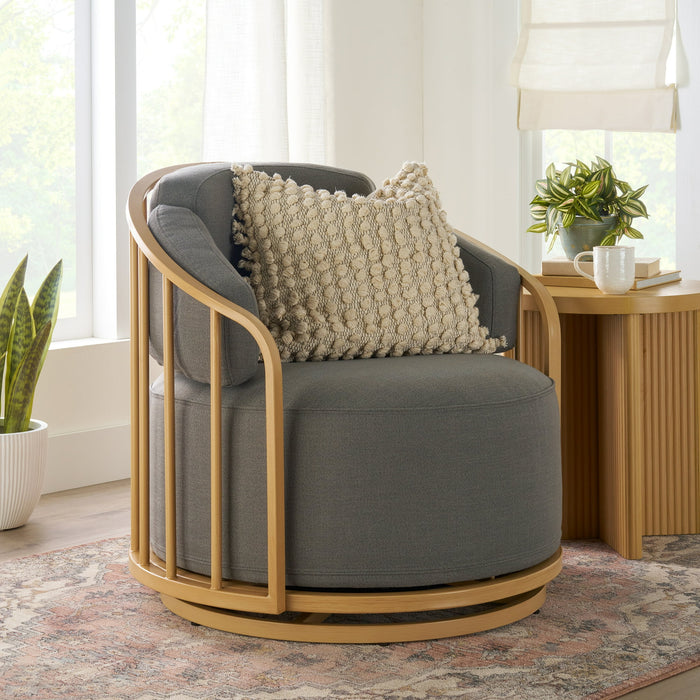 Better Homes & Gardens Lillian Swivel Birdcage Accent Chair, Charcoal Linen - new