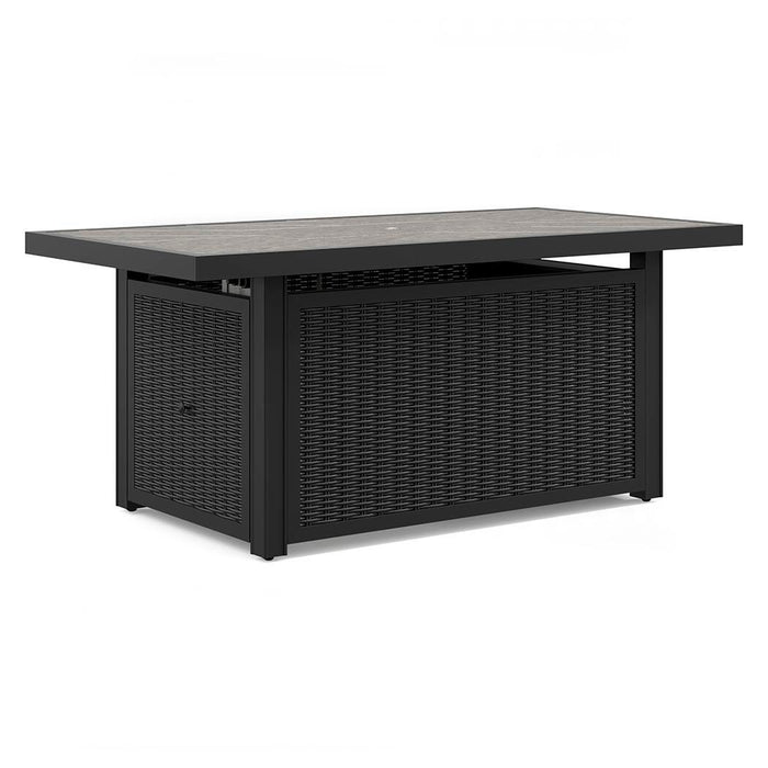 Beachcroft Black/Light Gray Rectangular Fire Pit Table