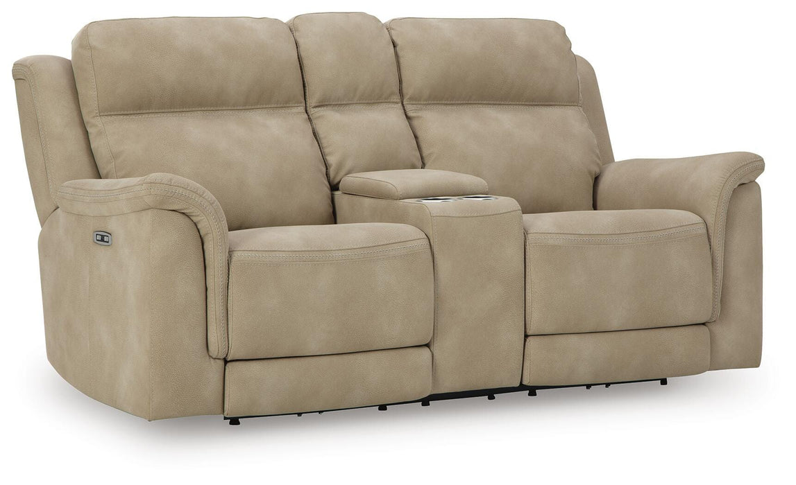 Next-Gen Durapella Sand Next-Gen Durapella Power Reclining Loveseat with Console