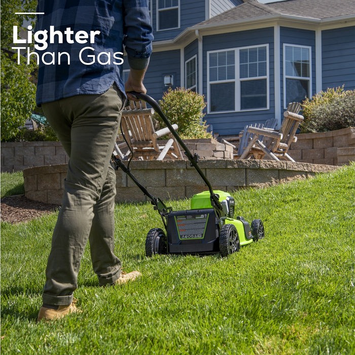 Greenworks 48V 20" Brushless Battery-Powered Lawn Mower + Two (2) 4.0Ah USB Batteries and Charger - open_box