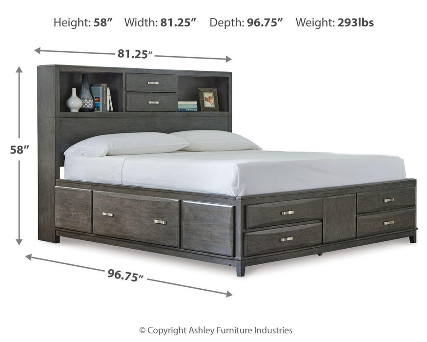 Caitbrook Gray Caitbrook California King Storage Bed with 8 Drawers