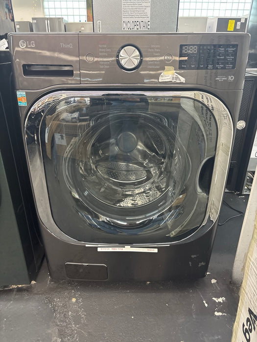 LG - 5.2 Cu. Ft. High-Efficiency Stackable Smart Front Load Washer with Steam and TurboWash - Black Steel - new