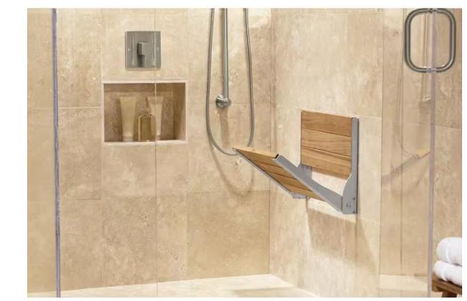 MOEN Fold Down Teak Shower Chair - new