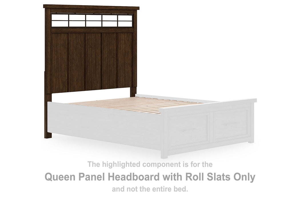 Taffenbrook Medium Brown Queen Panel HDBD w/Roll Slats