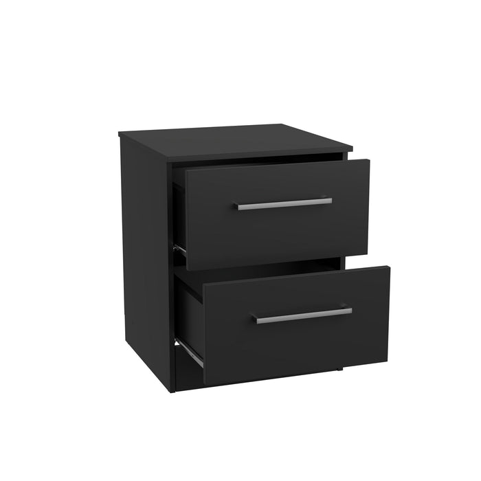Set of 2 Kappesberg Jolyne 2-Drawer Nightstand, Modern Black Bedroom Storage - open_box