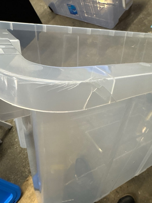 1 Pc only HART 200 Quart Latching Rolling Plastic Storage Bin Container,  ( One side cracked ) - open_box