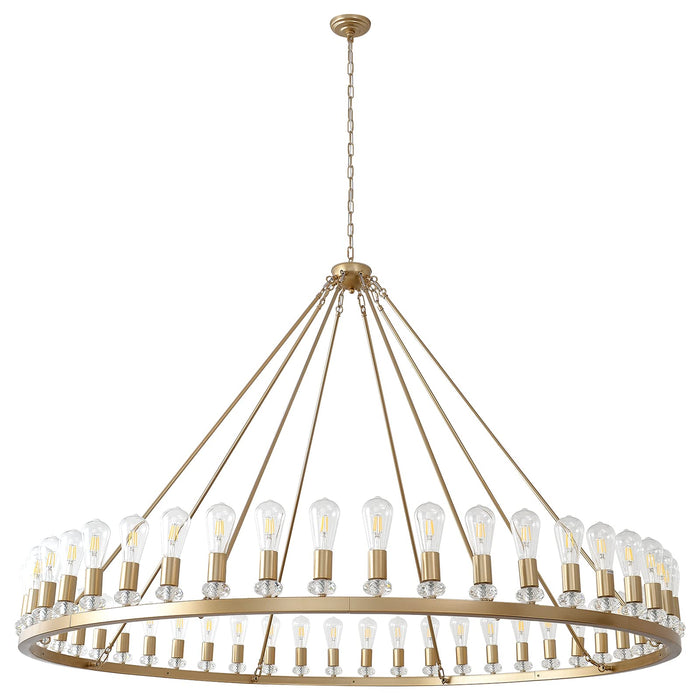 Rijatkiy 70 Inch Large Gold Wagon Wheel Chandelier, 48-Lights Vintage Farmhouse Light Fixture, Round Rustic Industrial Pendant Lighting for High Ceilings Living Room, Dining Room, Foyer - ne