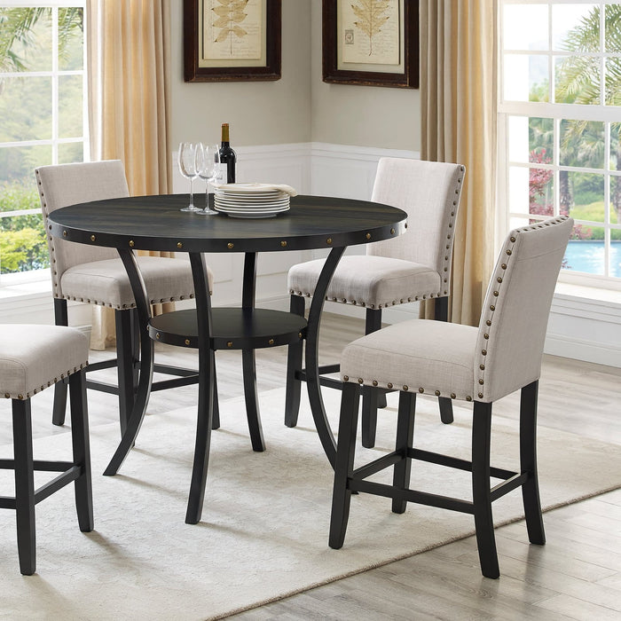 Roundhill Furniture Biony Fabric Nail Head Counter Height Stools, Tan - open_box