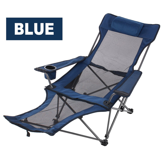 Camping Lounge Chair Portable Reclining Camping Chair Folding Camping Chair with Footrest,Headrest & Storage Bag,Mesh Recliner with Backpack, 300lbs Weight Capacity - display_model