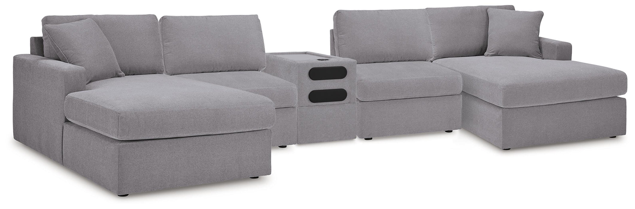 Signature Design Granite 5 Piece Sectional with Audio Console