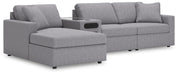 Signature Design Granite 4-Piece Sectional with Chaise and Audio Console