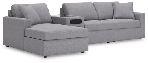 Signature Design Granite 4-Piece Sectional with Chaise and Audio Console