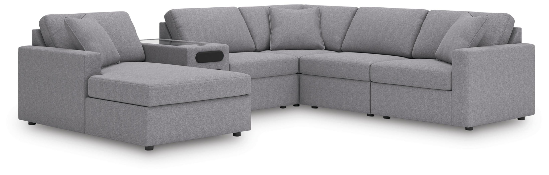 Signature Design Granite 6-Piece Sectional with Audio System and Chaise