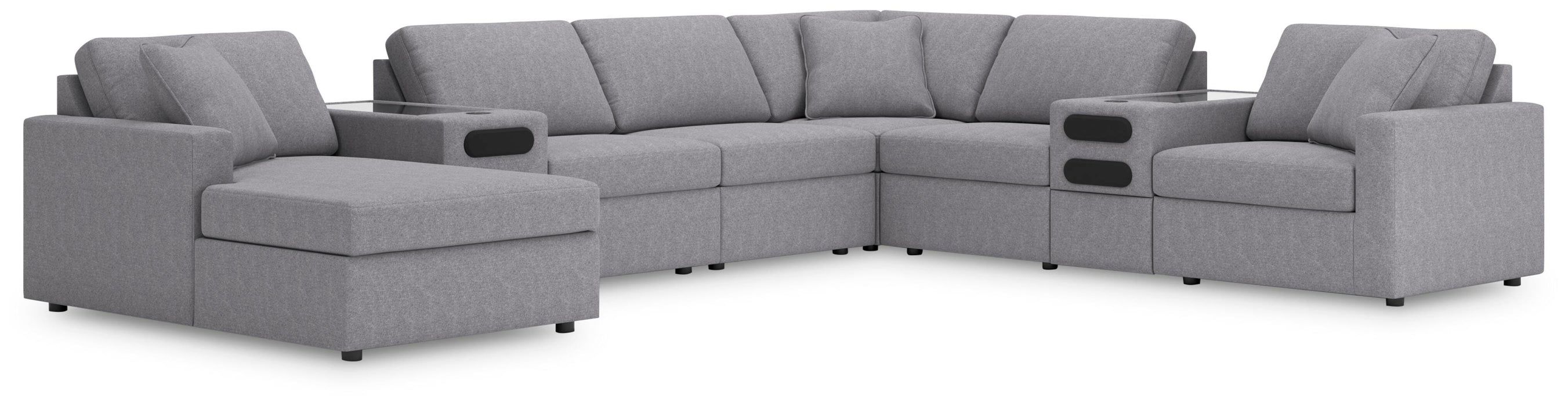 Signature Design Granite 8-Piece Sectional with Audio System and Chaise