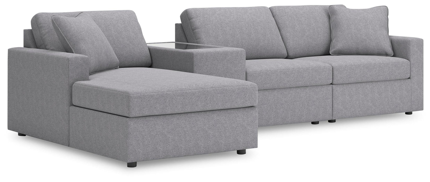 Signature Design Granite 4-Piece Sectional with Chaise and Storage Console