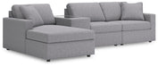 Signature Design Granite 4-Piece Sectional with Chaise and Storage Console