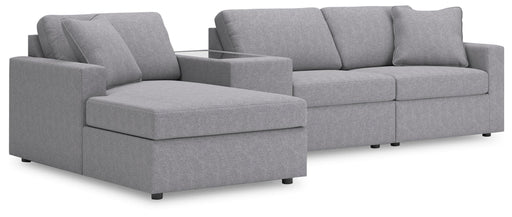 Signature Design Granite 4-Piece Sectional with Chaise and Storage Console