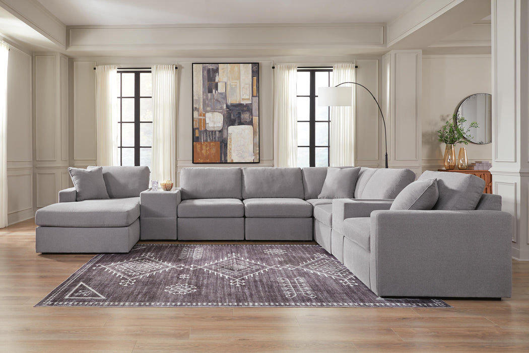 Signature Design Granite 8-Piece Sectional with Chaise and Storage Consoles