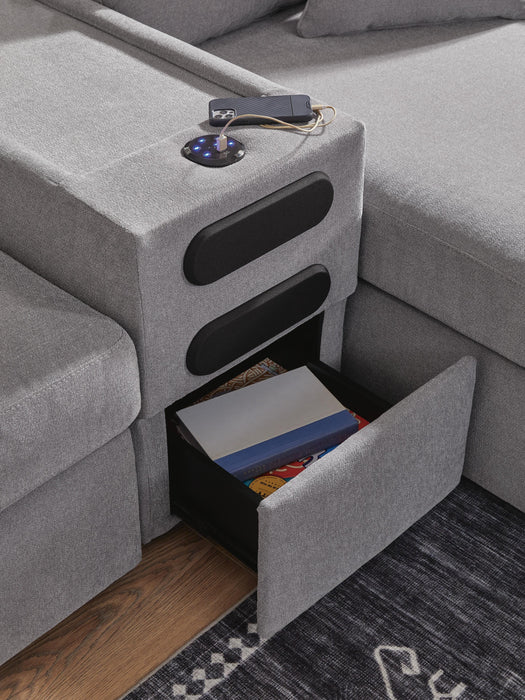 Signature Design Granite 6-Piece Sectional with Audio Console