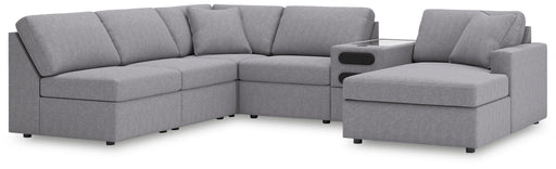 Signature Design Granite 6-Piece Sectional with Chaise and Audio Console